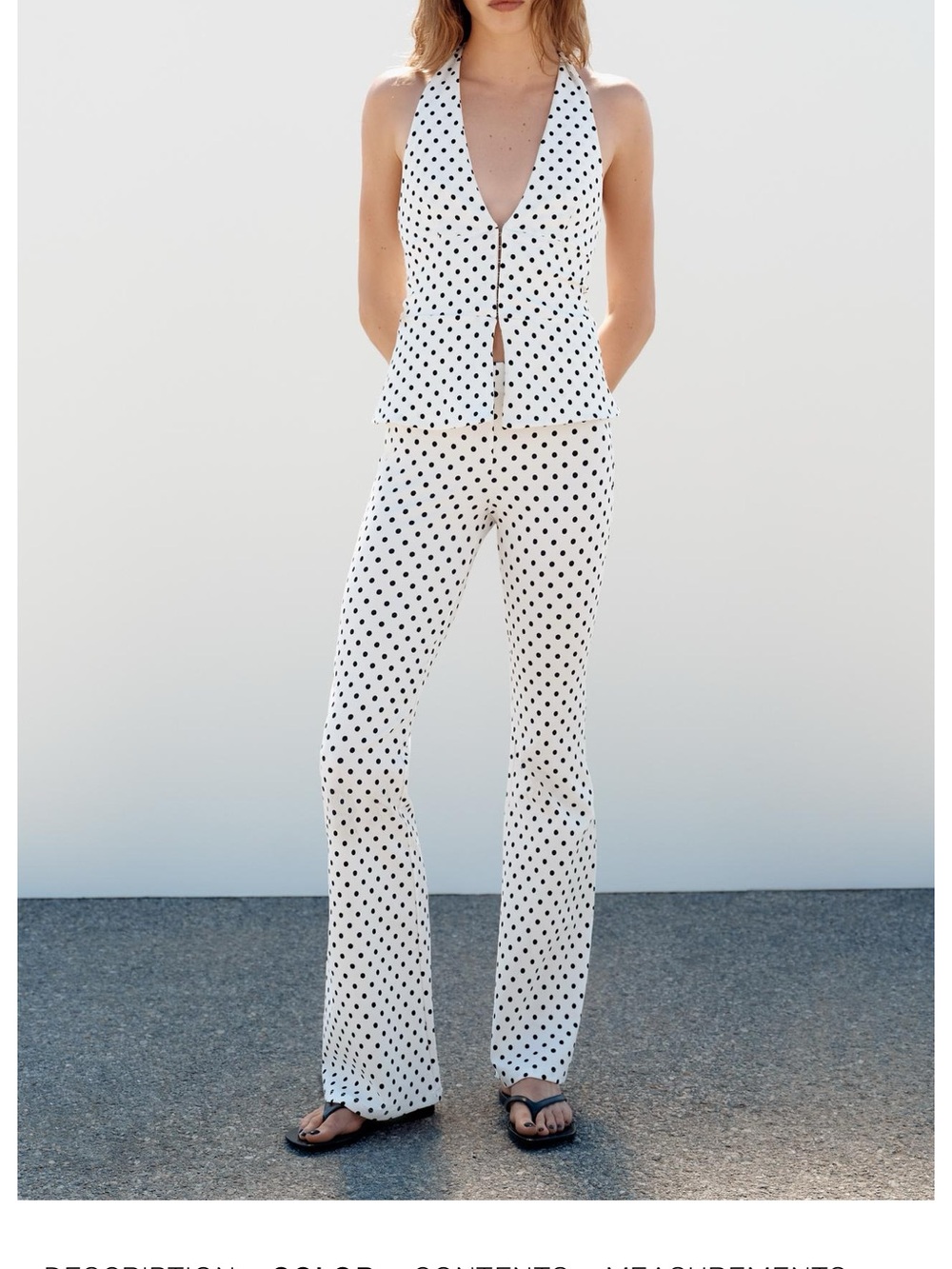 Zara White Polka Dot Boot-Cut Pants with Black Dots